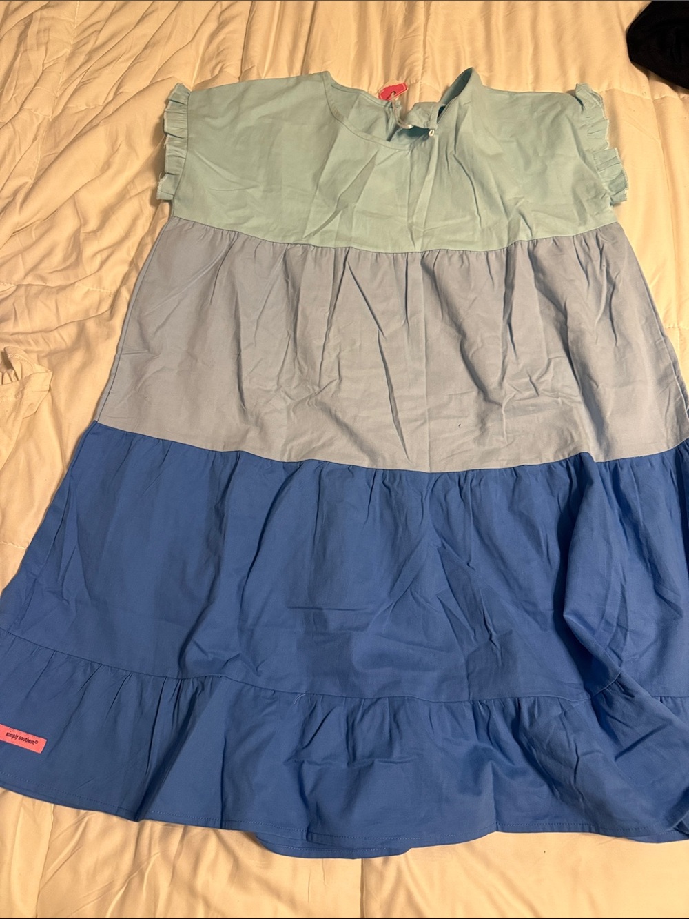 Simply southern large Tiered Colorblock Midi Skirt in Light Blue and Royal Blue